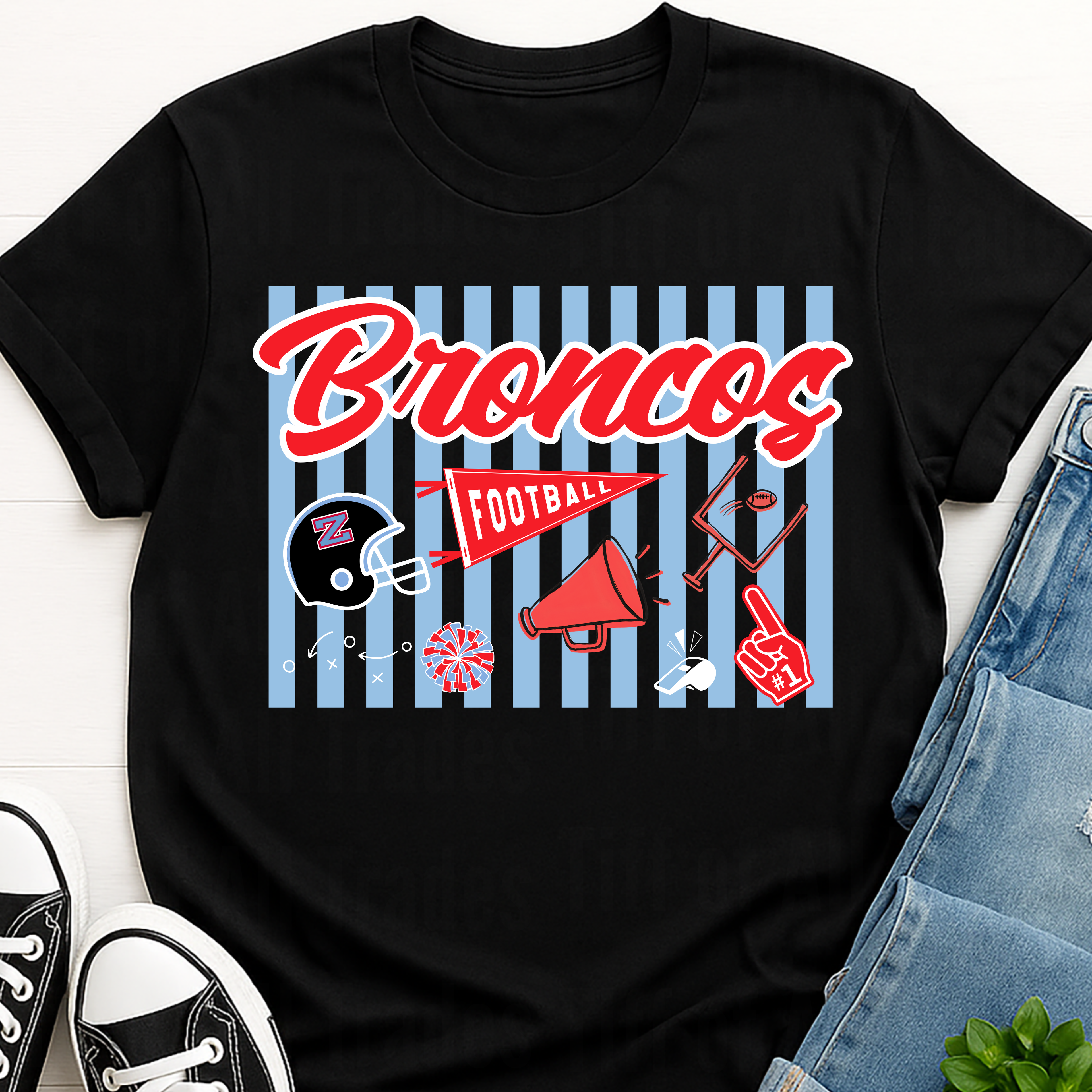 Broncos Spirit Vertical Lines no Number